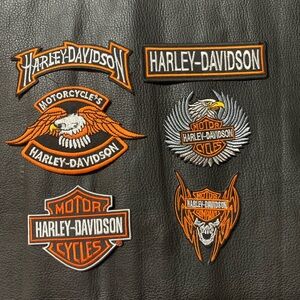 Set of Six Harley-Davidson Orange and Black Patch Collection